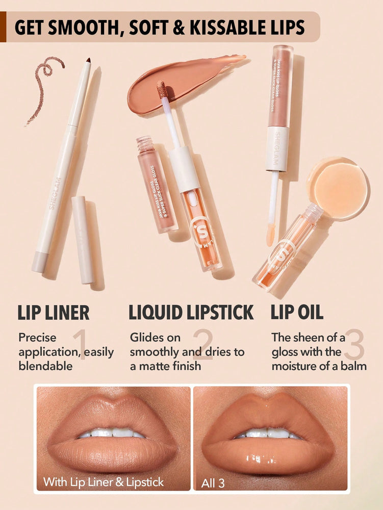 Delineador de lábios Glam suave dos anos 90 e conjunto de lábios Lip Duo-Pouty Nude Lip Set